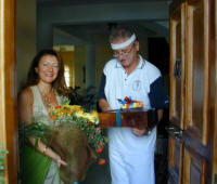 Delivering a bouquet and wine box of goodies in Cyprus - gifts for men as well as women