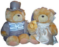 Forever Friends Bride and Groom Teddy Bears for delivery in Cyprus with flowers and plants